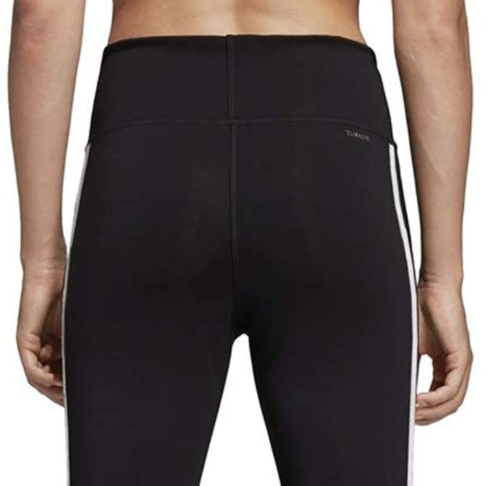 🆕adidas Women's Designed 2 Move 3-Stripes 3/4 Tights, Black/White, NWT, Auth. - Picture 5 of 13